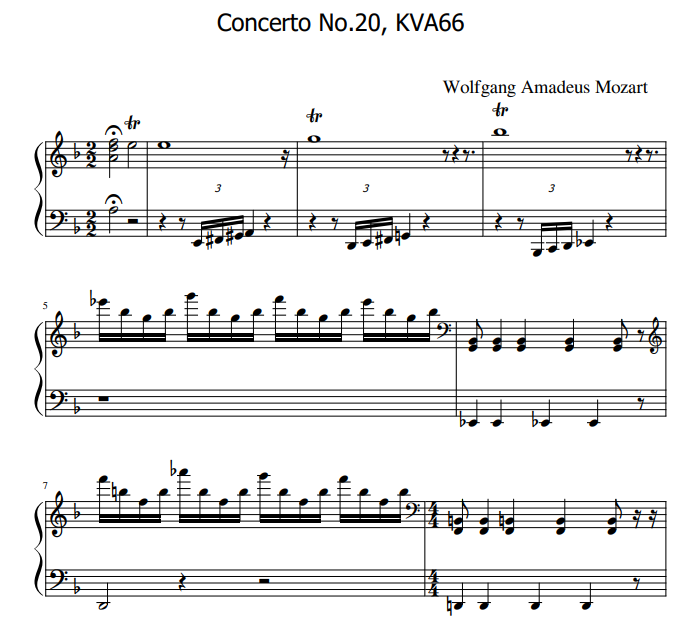 Concerto No.20 KVA66 sheet music for piano